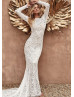 Long Sleeves Ivory Lace Low Back Timeless Wedding Dress